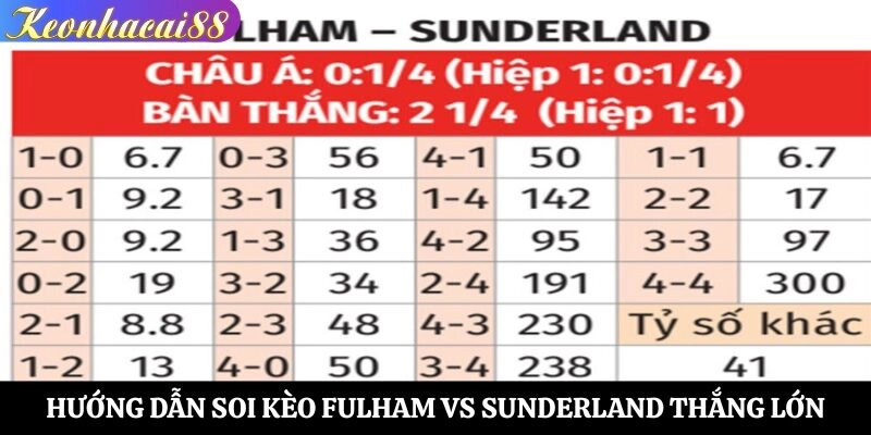 Hướng dẫn soi kèo Fulham vs Sunderland thắng lớn