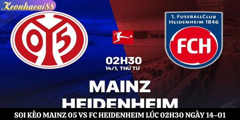 Soi Kèo Mainz 05 vs FC Heidenheim Lúc 02h30 Ngày 14-01